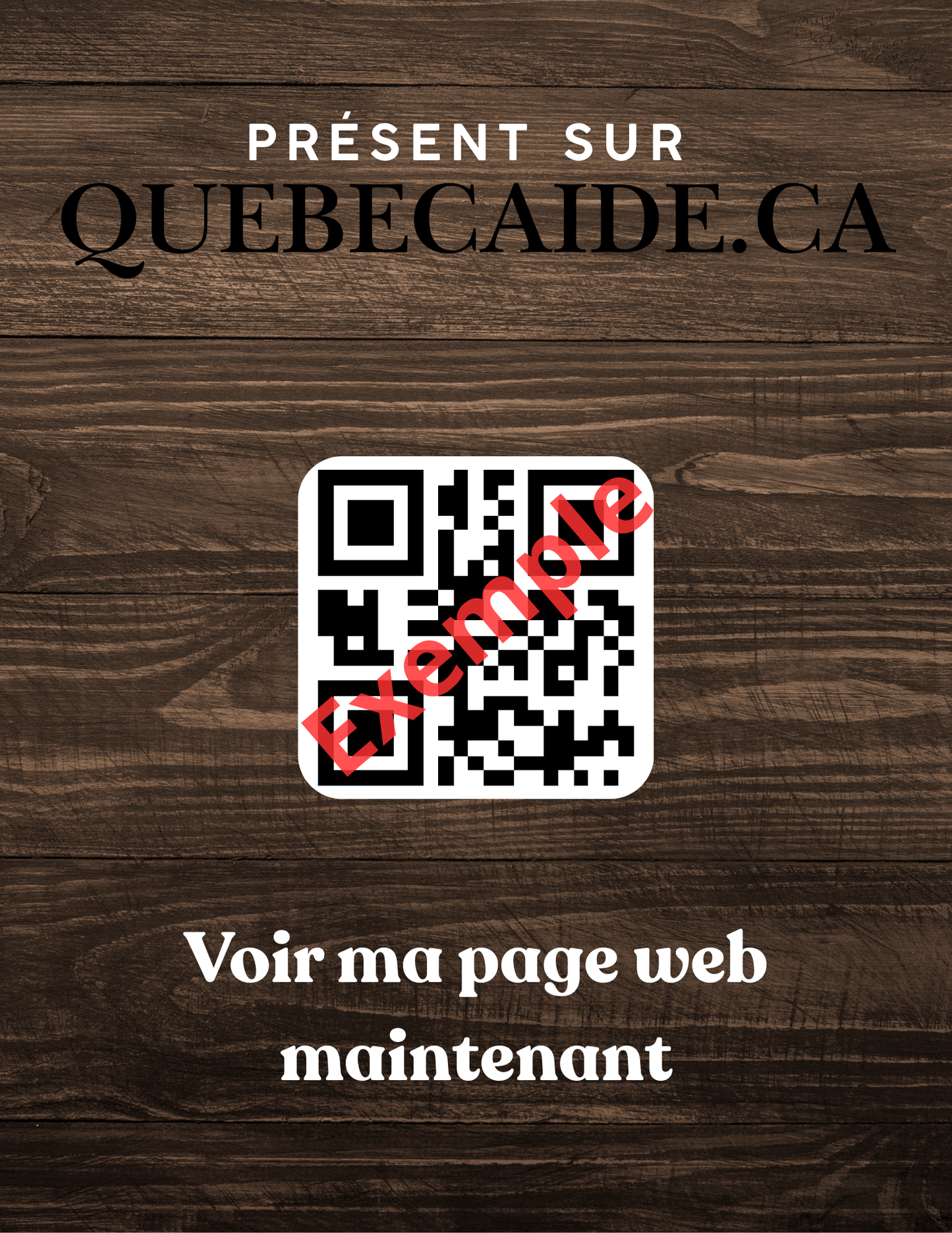 Affiche QR Quebecaide (fichier à imprimer soi-même) 8.5x11 po