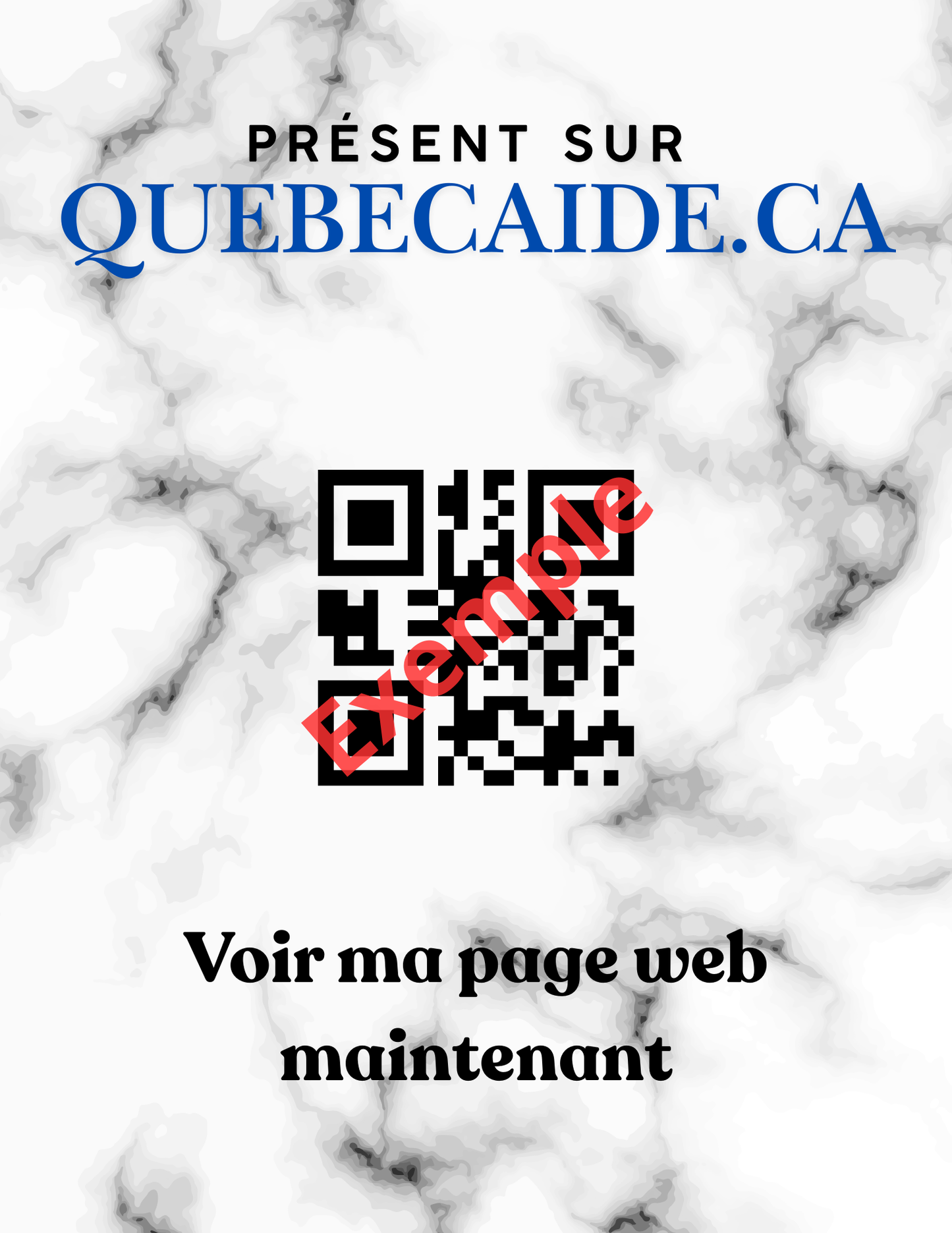 Affiche QR Quebecaide (fichier à imprimer soi-même) 8.5x11 po