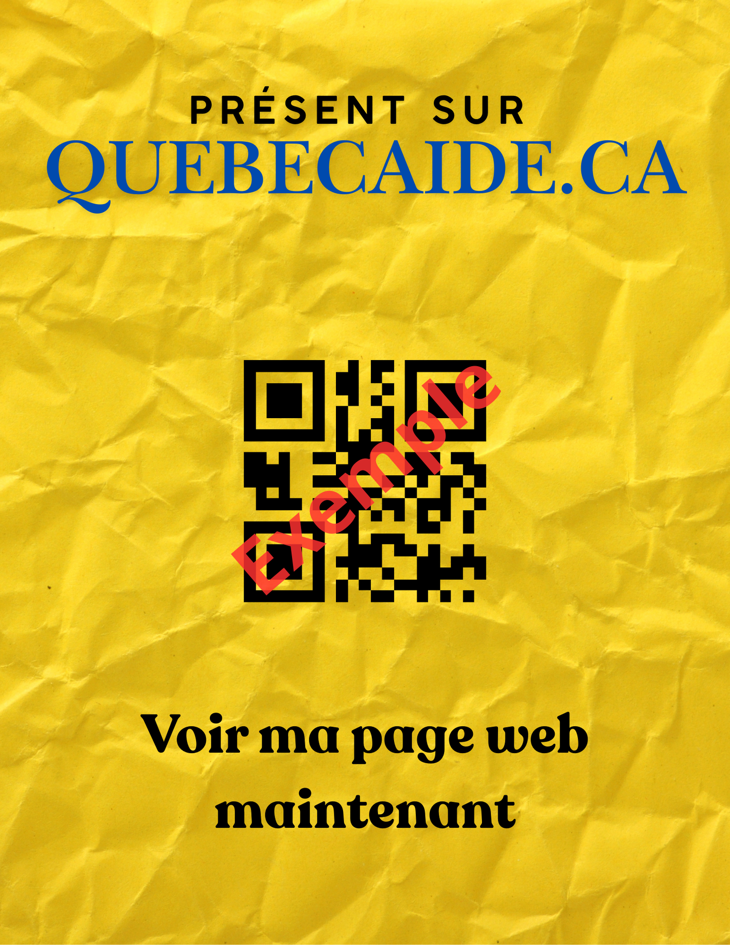 Affiche QR Quebecaide (fichier à imprimer soi-même) 8.5x11 po
