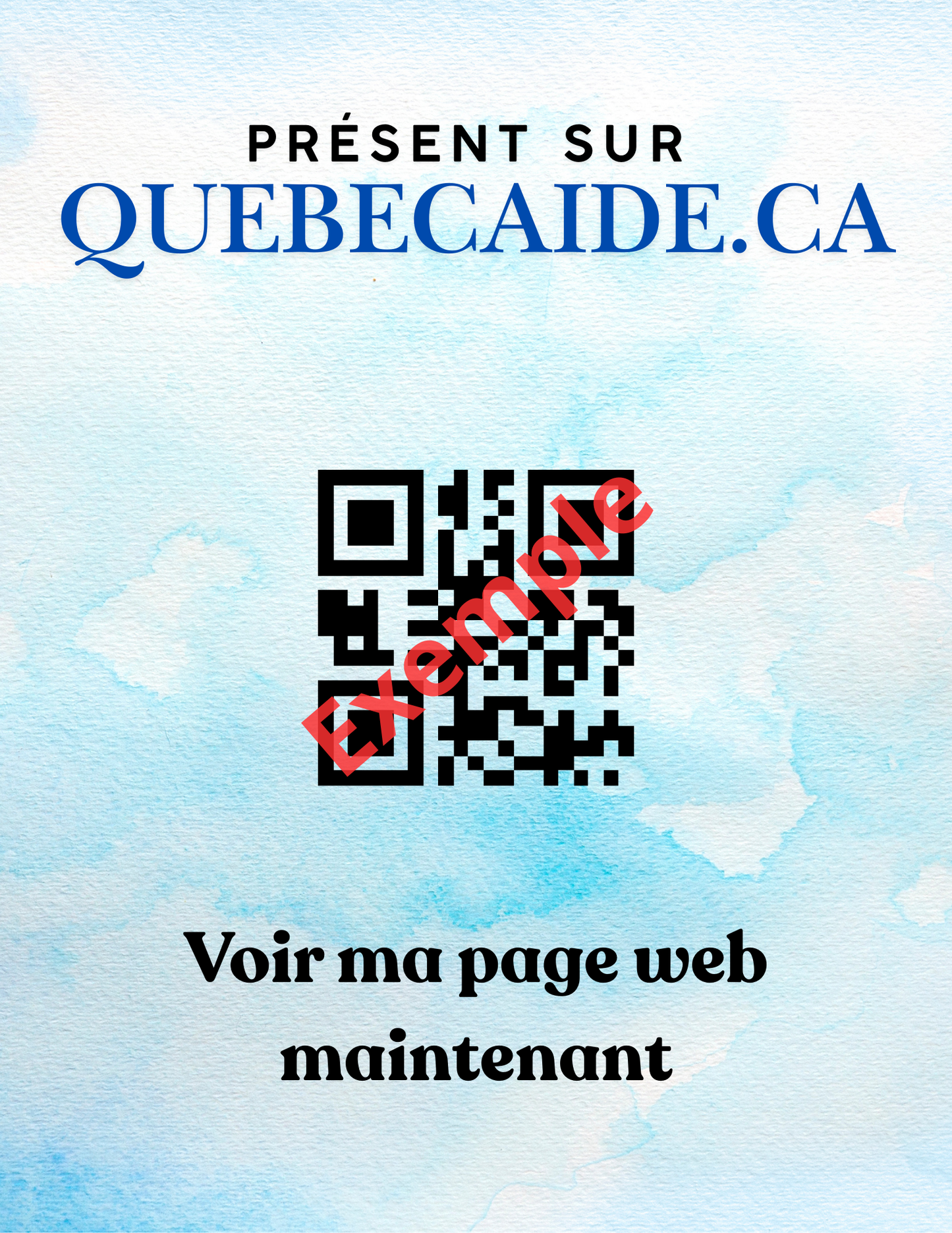 Affiche QR Quebecaide (fichier à imprimer soi-même) 8.5x11 po