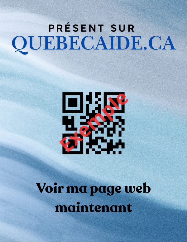 Affiche QR Quebecaide (fichier à imprimer soi-même) 8.5x11 po